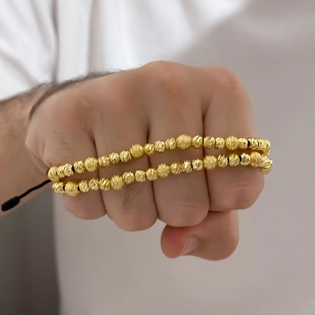 2 Pulseras para Parejas en Balin Italiano y Diamantado en Oro amarillo Simbolo de Amor en Oro Laminado 18k con Garantia de por vida