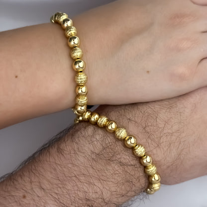 Promoción de Pulseras para Parejas en Balin Diamantado de 8mm en Oro Laminado 18k con Garantía de por vida