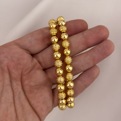 Promoción de Pulseras para Parejas en Balin Diamantado de 8mm en Oro Laminado 18k con Garantía de por vida