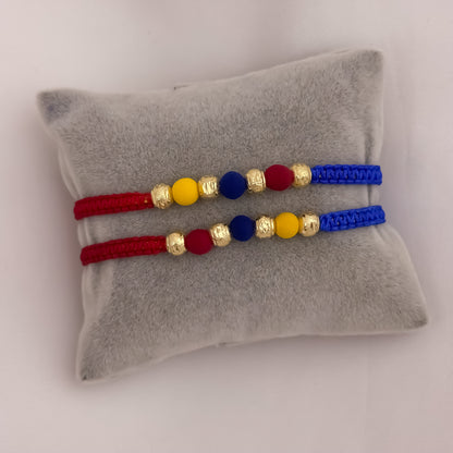Promocion de 2 Pulseras Para Parejas  de Seleccion Colombia  en Balin Diamantado de 6mm en Oro Laminado 18k con Garantia de por vida