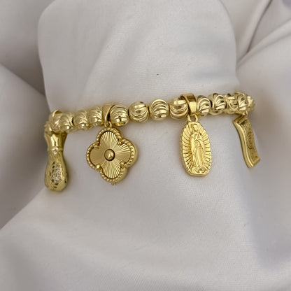 Pulseras de Abundancia y Proteccion y buena Suerte  en Balin Italiano de 6mm  en Oro Laminado 18k con Garantia de por vida
