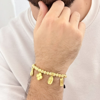 Pulseras de Abundancia y Proteccion y buena Suerte  en Balin Italiano de 6mm  en Oro Laminado 18k con Garantia de por vida