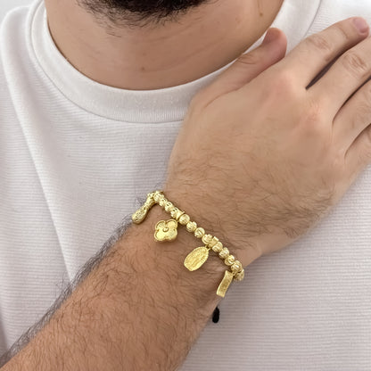 Pulseras de Abundancia y Proteccion y buena Suerte  en Balin Italiano de 6mm  en Oro Laminado 18k con Garantia de por vida