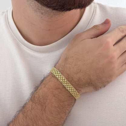 Pulseras Tejido Chino Grueso de 20cm de 8mm en Oro Laminado 18k con Garantía de por vida