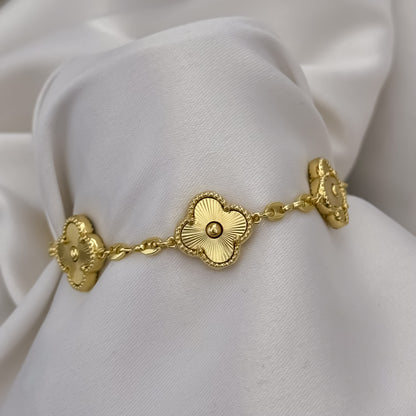 Pulsera Van Cleef en Tejido Gucci en Oro Amarillo de buena suerte en Oro Laminado 18k con Garantía de por vida