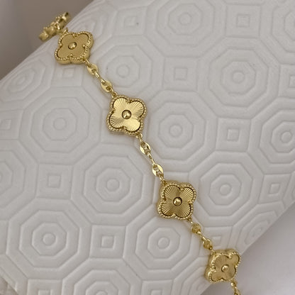 Pulsera Van Cleef en Tejido Gucci en Oro Amarillo de buena suerte en Oro Laminado 18k con Garantía de por vida