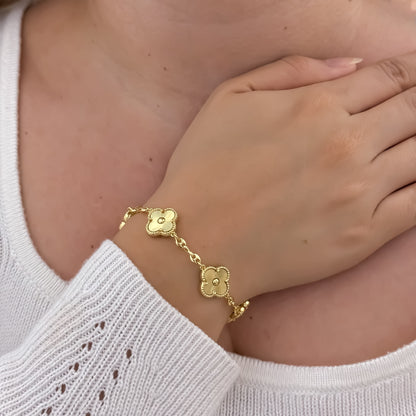 Pulsera Van Cleef en Tejido Gucci en Oro Amarillo de buena suerte en Oro Laminado 18k con Garantía de por vida
