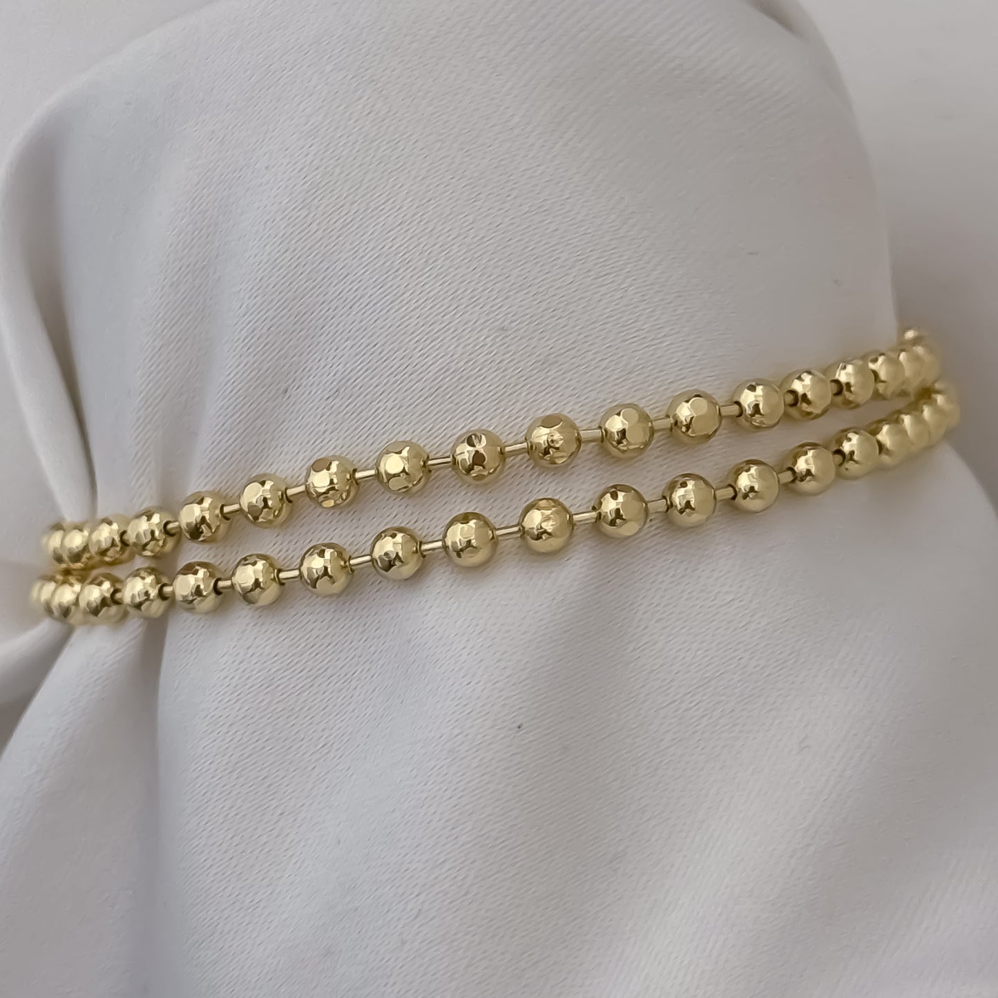 Juego de Pulseras para Parejas Tejido Militar de 18cm - 20cm de 4mm en Balin de 4mm en Oro Laminado 18k con Garantía de por vida