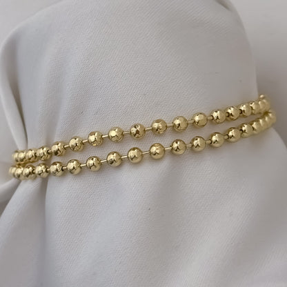 Juego de Pulseras para Parejas Tejido Militar de 18cm - 20cm de 4mm en Balin de 4mm en Oro Laminado 18k con Garantía de por vida