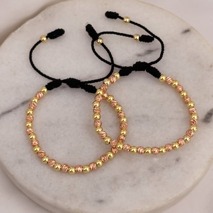 Dos Promos de Brazaletes en Balin Italiano de 4mm en Oro Rosa y Oro Amarillo en Oro Laminado 18k con Garantia de por vida
