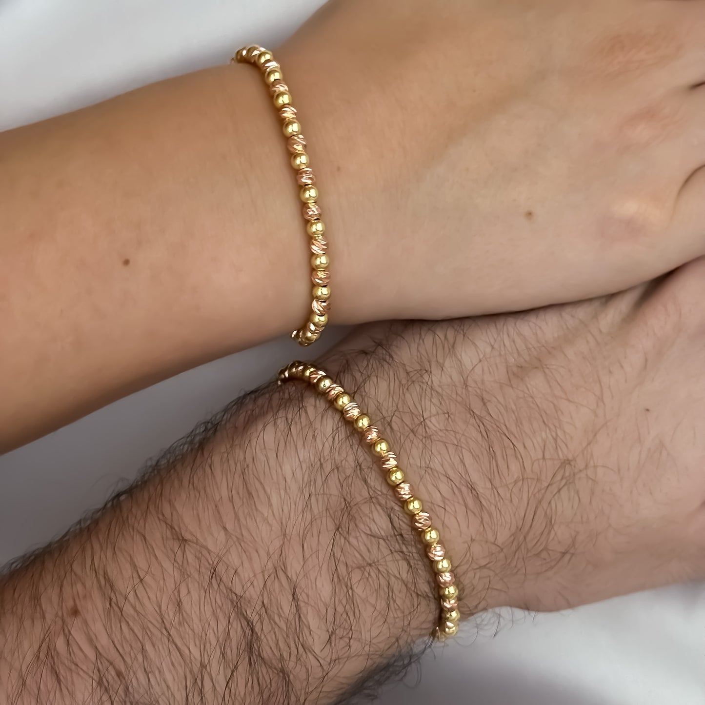 Dos Promos de Brazaletes en Balin Italiano de 4mm en Oro Rosa y Oro Amarillo en Oro Laminado 18k con Garantia de por vida