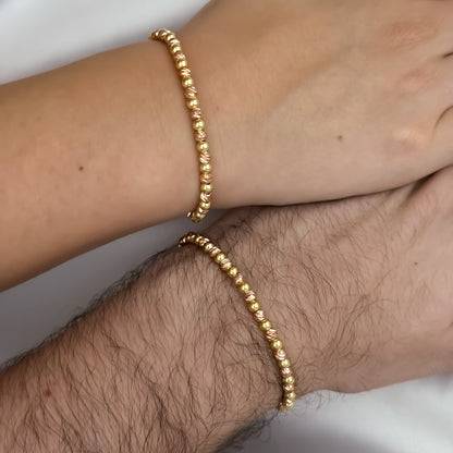 Dos Promos de Brazaletes en Balin Italiano de 4mm en Oro Rosa y Oro Amarillo en Oro Laminado 18k con Garantia de por vida