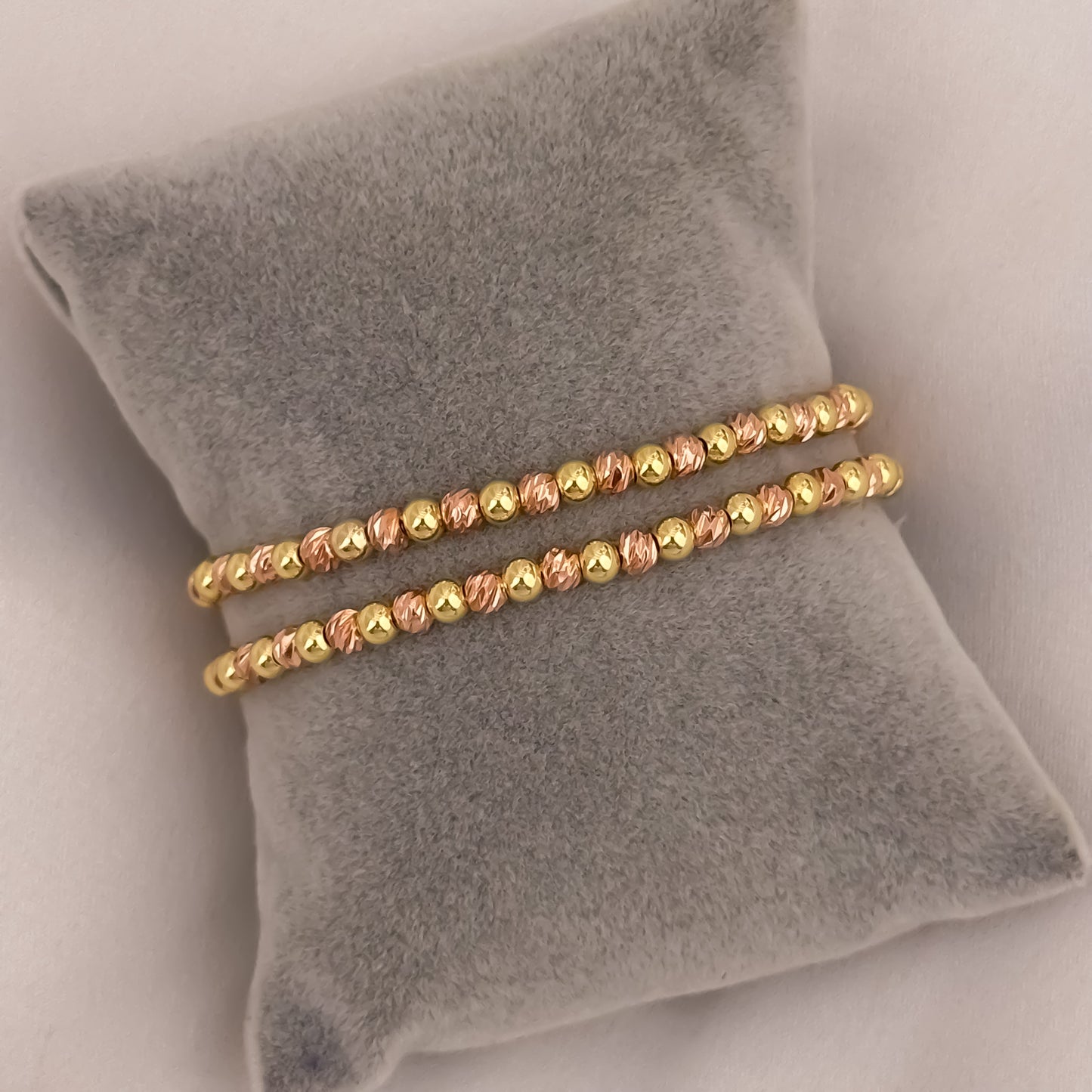 Dos Promos de Brazaletes en Balin Italiano de 4mm en Oro Rosa y Oro Amarillo en Oro Laminado 18k con Garantia de por vida