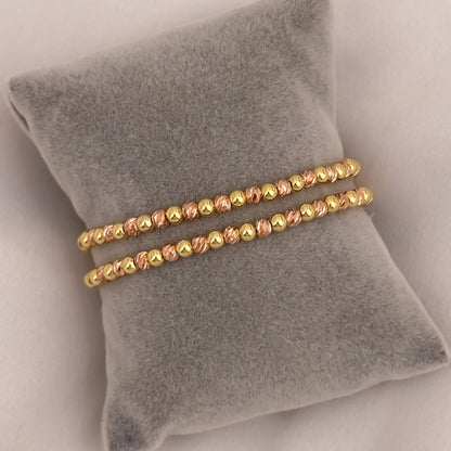 Dos Promos de Brazaletes en Balin Italiano de 4mm en Oro Rosa y Oro Amarillo en Oro Laminado 18k con Garantia de por vida