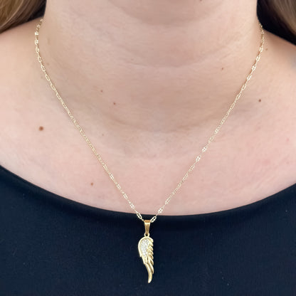 Cadena Tejido Crispeta  Diamantada de 45cm + Dije de ALA con Micro circones en Oro Laminado 18k con Garantia de por vida