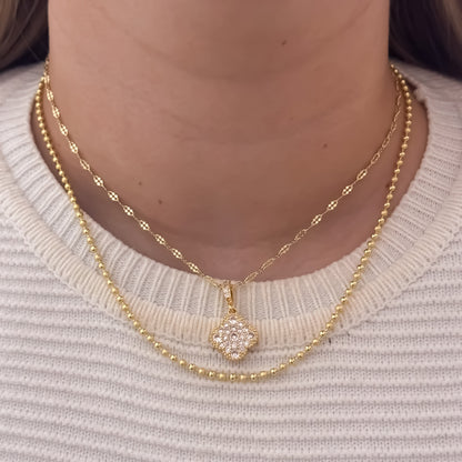 Set de Choker  Cadenas para Dama Tejido Crispeta de 40cm + Dije de Van Cleef con Micro Circones Cirstales + Cadena Militar de Dama Diamantado en Oro Laminado 18k con Garantia de por vida