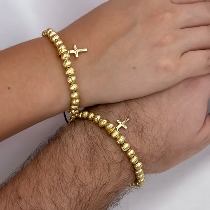 Promocion de 2 Pulseras Para Parejas en Balin Italiano de 6mm y 4mm en Oro Laminado 18k con Garantía de por vida