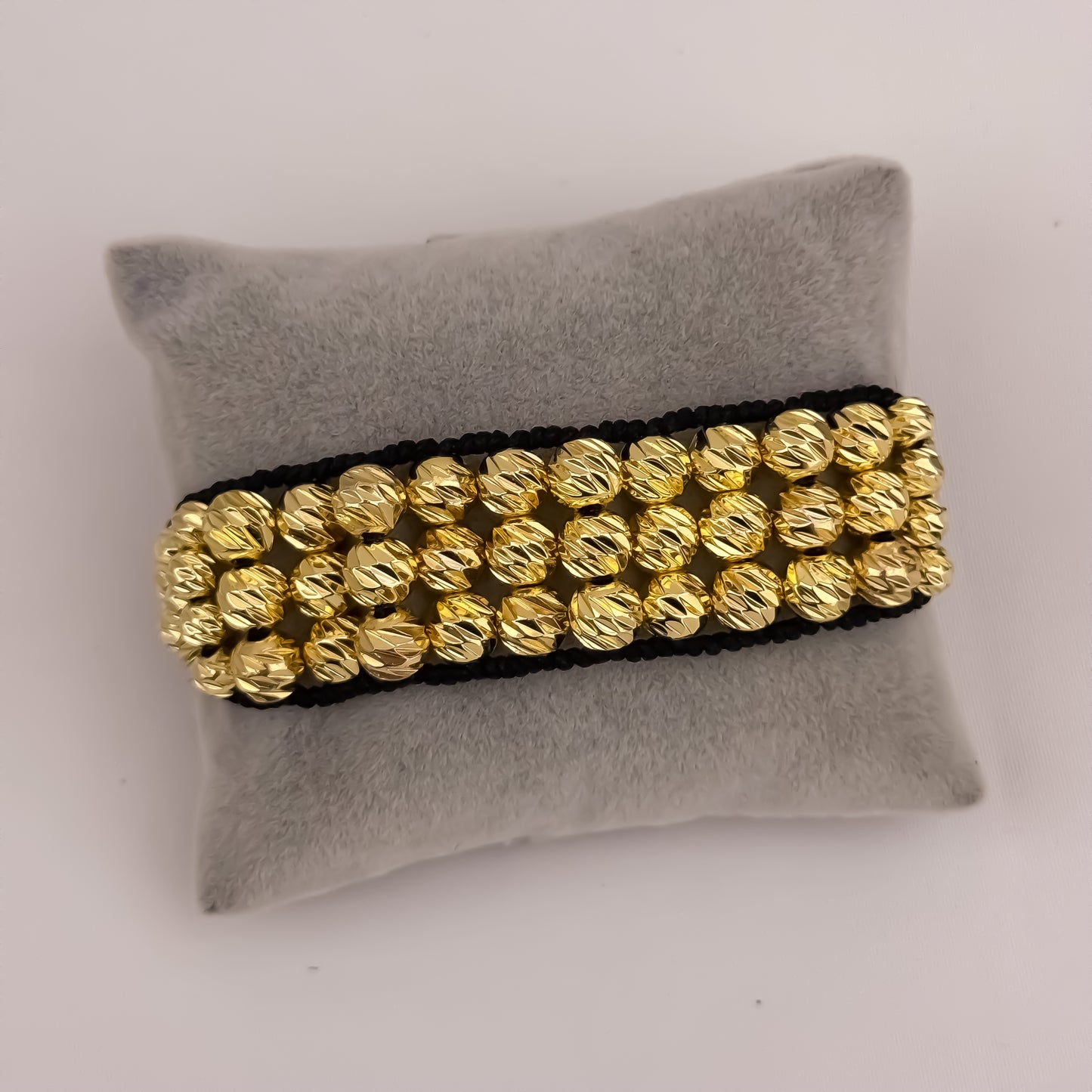 PULSERA EXCLUSIVA EN 5 CARRILES EN BALIN ITALIANO DE 8MM Y 6MM EN ORO LAMINADO 18K CON GARANTIA DE POR VIDA
