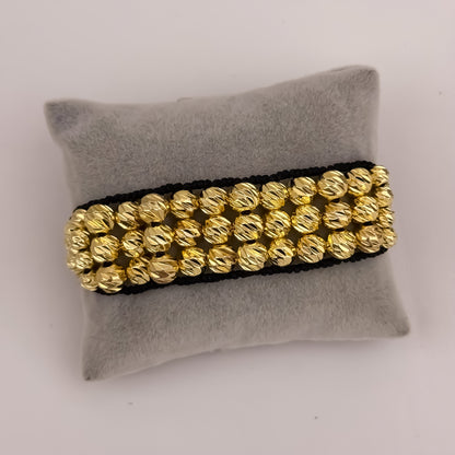 PULSERA EXCLUSIVA EN 5 CARRILES EN BALIN ITALIANO DE 8MM Y 6MM EN ORO LAMINADO 18K CON GARANTIA DE POR VIDA