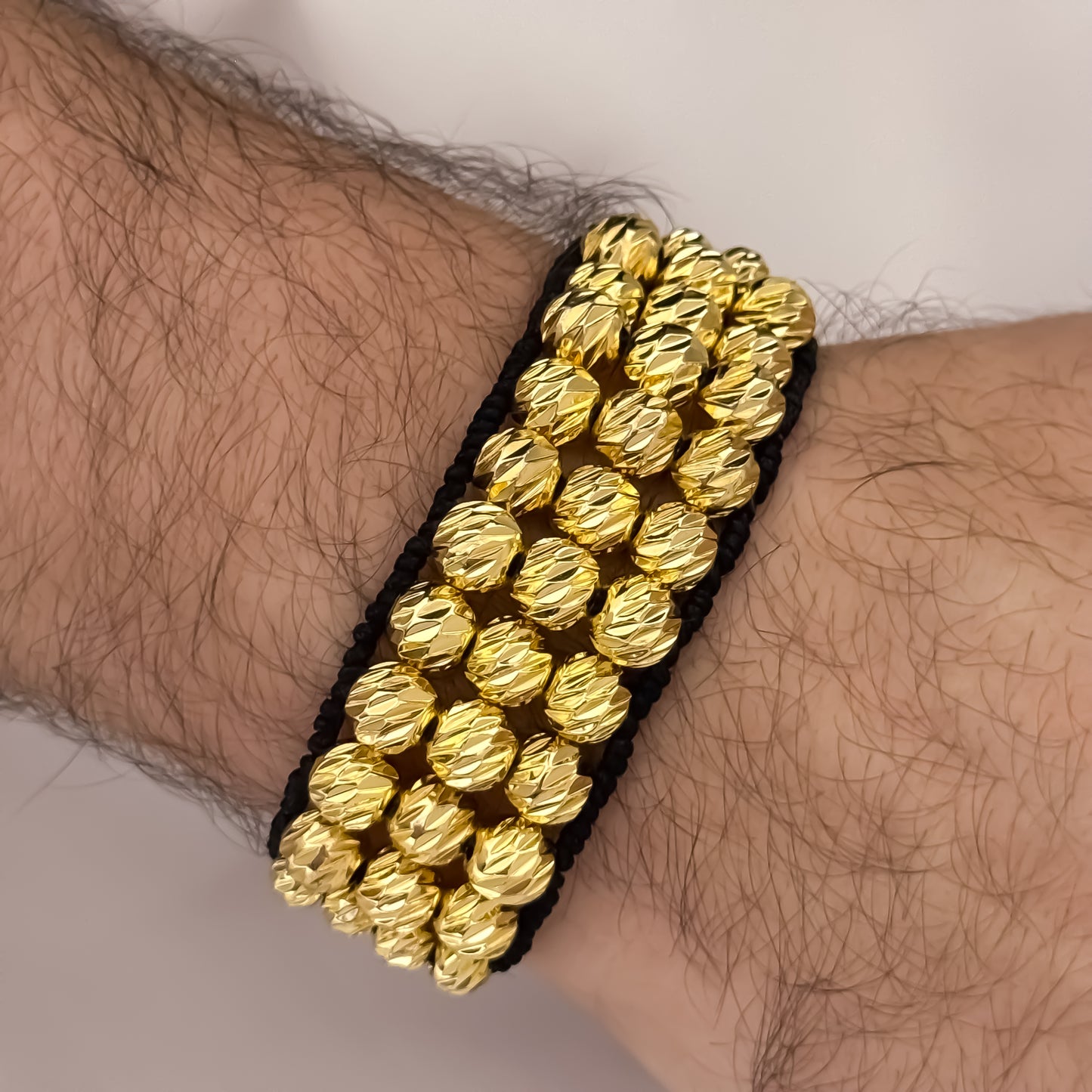 PULSERA EXCLUSIVA EN 5 CARRILES EN BALIN ITALIANO DE 8MM Y 6MM EN ORO LAMINADO 18K CON GARANTIA DE POR VIDA