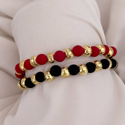 Promoción de Amor y Amistar 2 Pulseras Balin italiano de 8mm con Neopreno en Oro Laminado 18k con Garantía de por vida