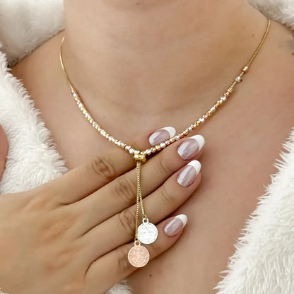 Choker de 3 Oros Balin Diamantado de San Benito Protección el Amuleto Perfecto en Baño de Oro de 14k