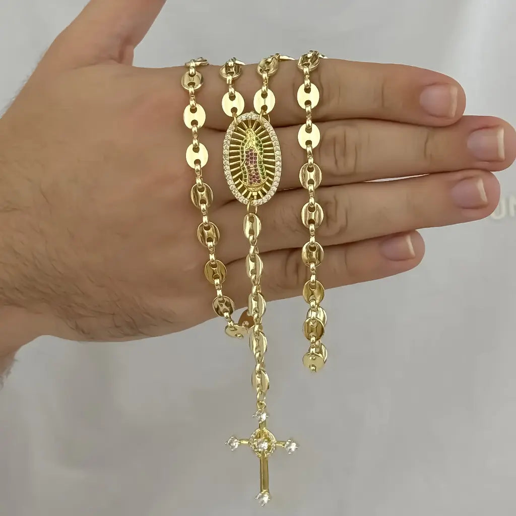 Camandula Tejido Gucci de Virgen Guadalupe con Circones en  Oro Laminado 18k con Garntia de por vida