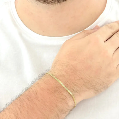 Pulsera Tejido Chino 20cm o 18cm / 3mm de Grosor en Oro Laminado 18k con Garantia de por vida