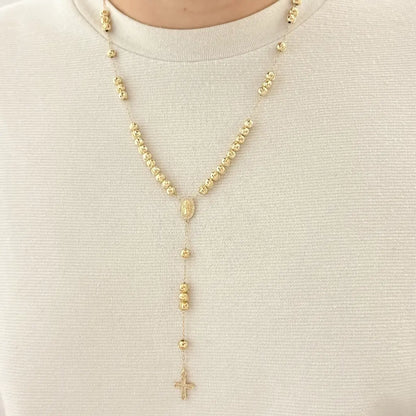 Camandula de Virgen Guadalupe Balin Diamantado 7mm en  Oro Laminado 18k con Garantia de por vida