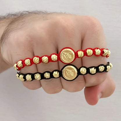 Promocion de 2 Pulseras San Miguel Proteccion con Balin Italiano en Oro laminado 18k con Garantia de por vida