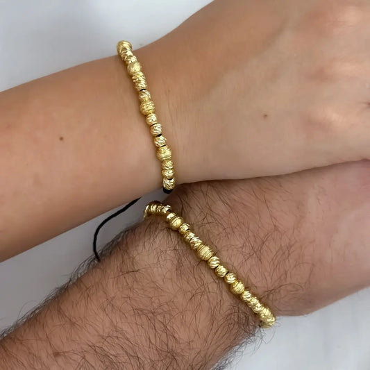 2 Pulseras para Parejas en Balin Italiano y Diamantado en Oro amarillo  Simbolo de Amor   en Oro Laminado 18k con Garantia de por vida