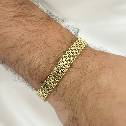 Pulsera Gruesa Tejido Chino 10mm de Grosor en Oro Laminado 18k con Garantia de por vida