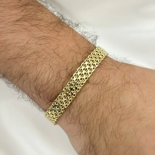 Pulsera Gruesa Tejido Chino 10mm de Grosor en Oro Laminado 18k con Garantia de por vida