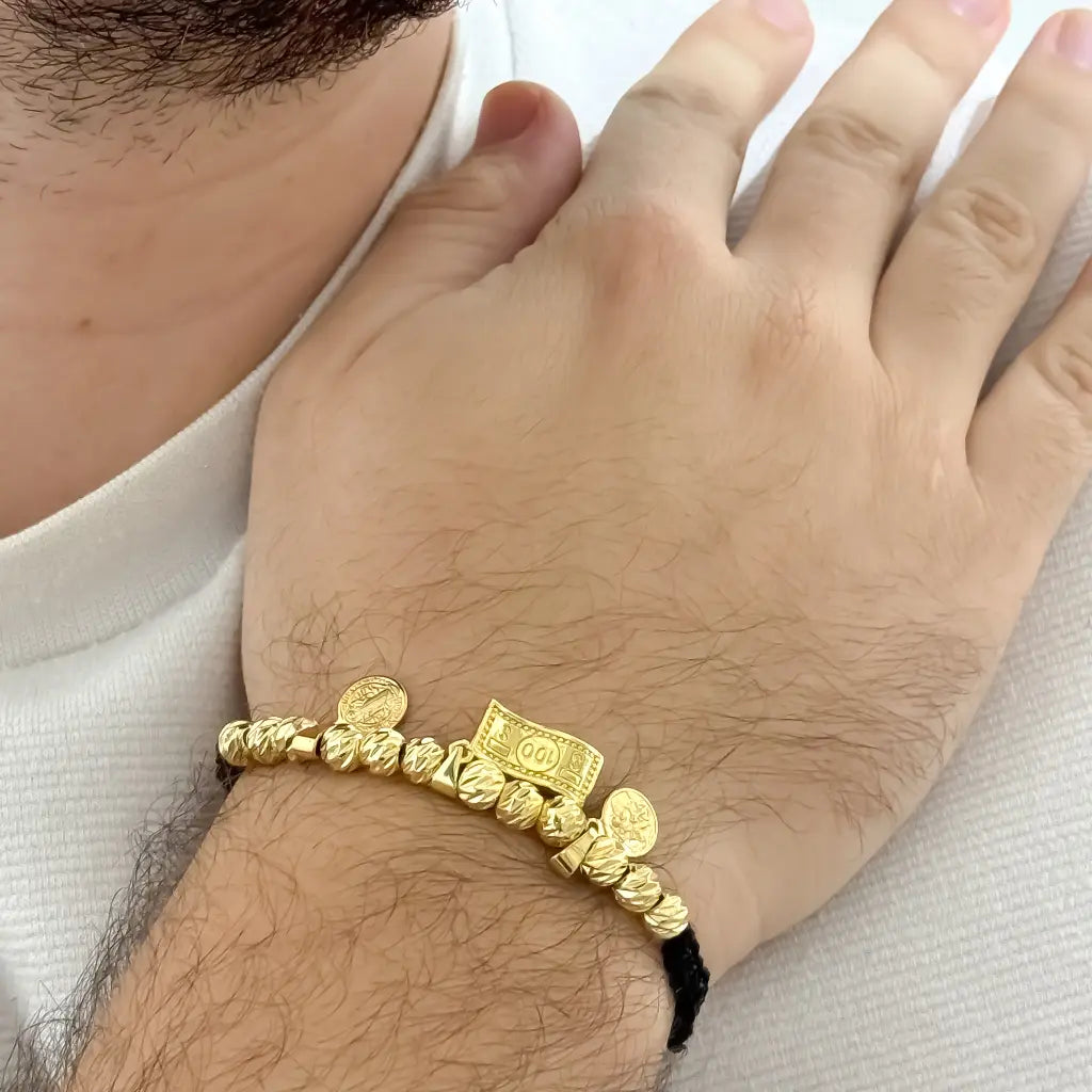 Pulseras de la Abundacia y Proteccion Billete de Dolar en Oro Laminado 18k con Garantia de por vida
