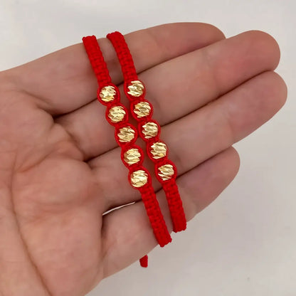 Oferta de 2 Pulseras para Parejas Hilos Rojos de Amor en Balin Italiano 5mm de grosor en Oro Laminado 18k