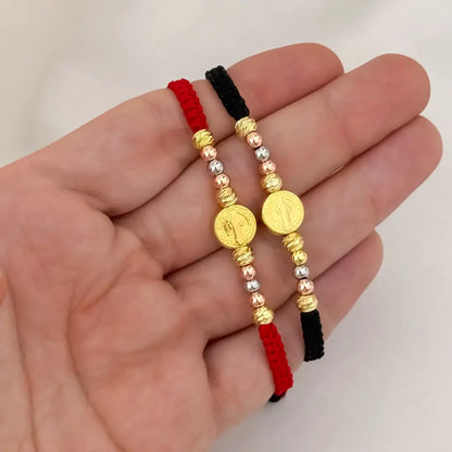 Promocion de 2 Pulseras de San Benito Protección con Balin Italiano de 6mm en Oro Laminado 18k con Garantia de por vida