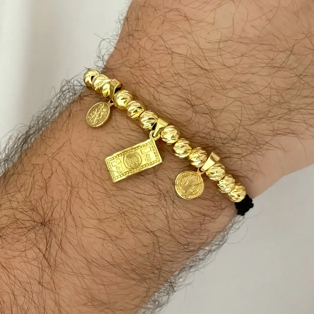 Pulseras de la Abundacia y Proteccion Billete de Dolar en Oro Laminado 18k con Garantia de por vida