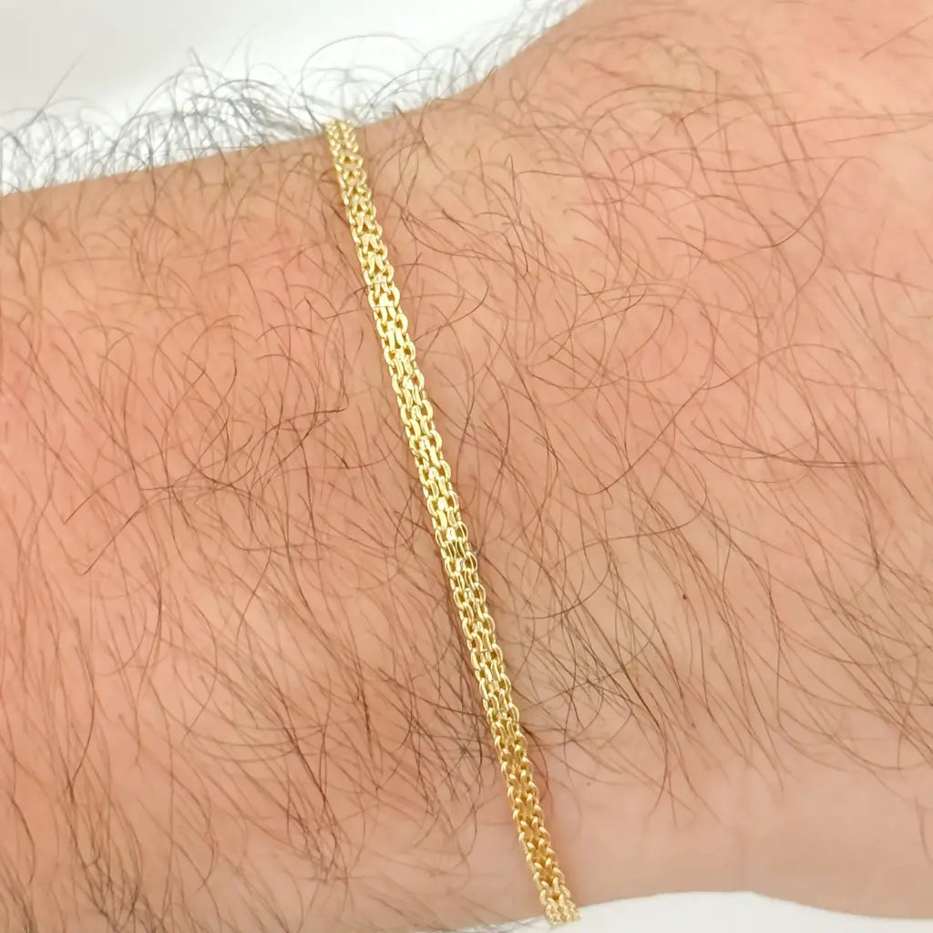 Pulsera Tejido Chino 20cm o 18cm / 3mm de Grosor en Oro Laminado 18k con Garantia de por vida