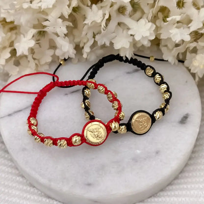 Promocion de 2 Pulseras San Miguel Proteccion con Balin Italiano en Oro laminado 18k con Garantia de por vida